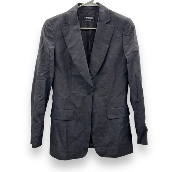 Giorgio Armani Jackets & Blazers - Giorgio Armani Wool Dark‎ Gray Single Button Double Breasted Blazer Sz 40